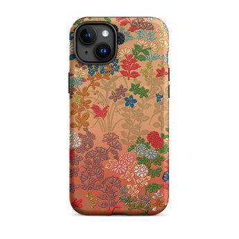 Japanese Flower Fan Pattern 1 - G.a. Audsley Phone Case Iphone 15 Plus / Matte Floral Patterned Phone Case Twilight Meadow Unfurls,