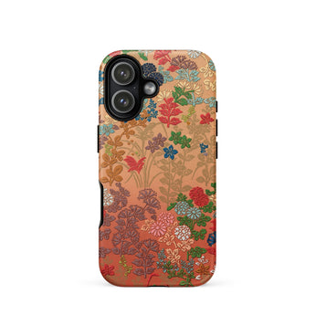 Japanese Flower Fan Pattern 1 - G.a. Audsley Phone Case Iphone 17 / Matte Floral-patterned Phone Case Mix Red Orange Green Hues Twilight