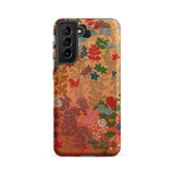 Japanese Flower Fan Pattern 1 - G.a. Audsley Phone Case Samsung Galaxy S21 Fe / Matte Vibrant Intricately Designed Phone Case Dense Floral