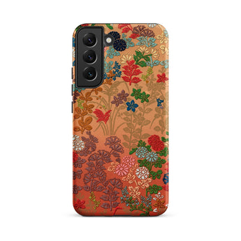 Japanese Flower Fan Pattern 1 - G.a. Audsley Phone Case Samsung Galaxy S22 Plus / Matte Vibrant Embroidered Floral Phone Case Warm Orange