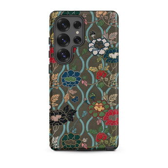 Japanese Flower Fan Pattern 2 - G.a. Audsley Phone Case Samsung Galaxy S25 Ultra / Matte Vibrant Floral-patterned Bold Red Blue Green,