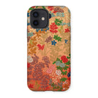 Japanese Flower Fan Pattern - G.a. Audsley Iphone Case, 12 / Matte, Floral Patterned Phone Case Colorful Botanical Designs Peachy-orange