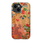 Japanese Flower Fan Pattern - G.a. Audsley Iphone Case, 14 / Matte, Floral-patterned Phone Case Colorful Botanical Designs Peachy-orange