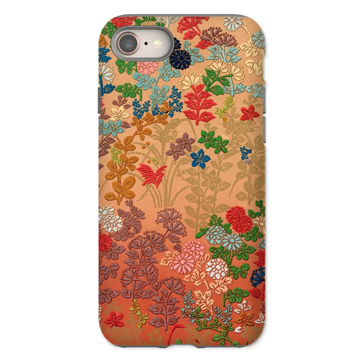 Japanese Flower Fan Pattern - G.a. Audsley Iphone Case, 8 / Matte, Floral Patterned Phone Case Colorful Botanical Designs Peachy-orange