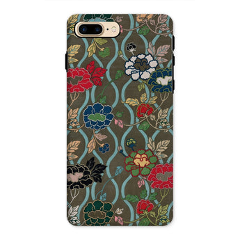 Japanese Flower Fan Pattern - G.a. Audsley Iphone Case, 8 Plus / Matte, Floral Patterned Phone Case Red Blue Black Flowers