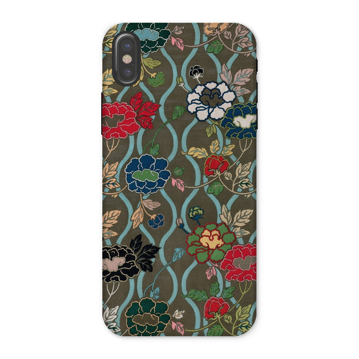 Japanese Flower Fan Pattern G.a. Audsley Iphone Case, x / Matte, Phone Case Floral Pattern Red Blue White Flowers