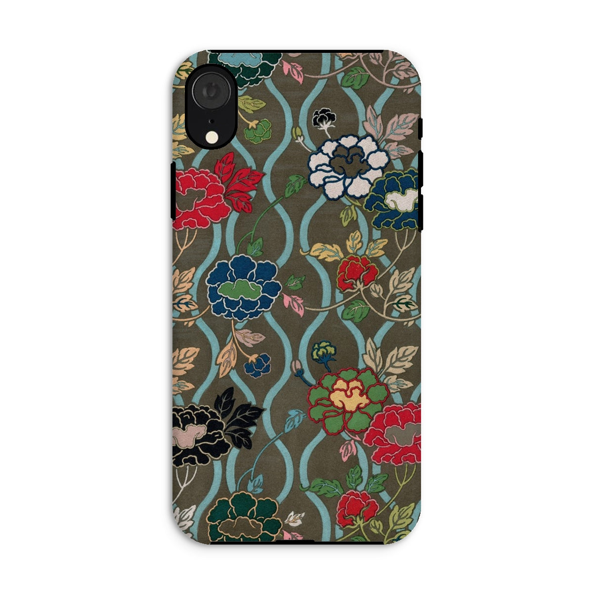 Japanese Flower Fan Pattern G.a. Audsley Iphone Case, Xr / Matte, Floral Patterned Phone Case Red Blue Green Flowers