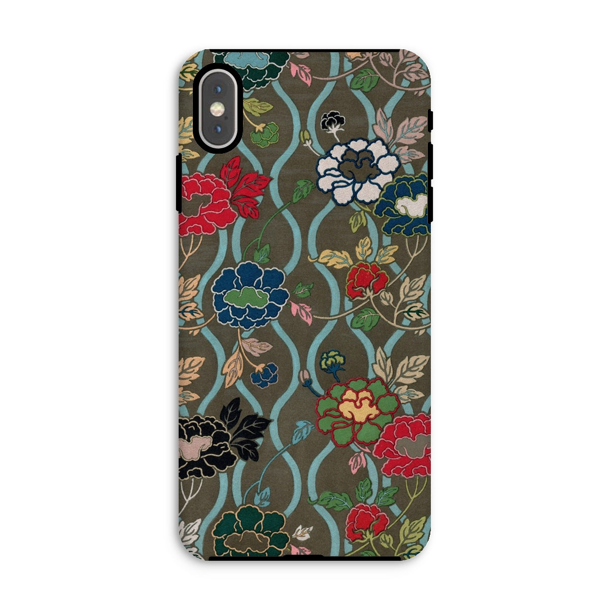 Japanese Flower Fan Pattern G.a. Audsley Iphone Case, Xs Max / Matte, Floral Patterned Phone Case Red Blue Black Flowers
