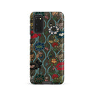 Japanese Flower Fan Pattern G.a. Audsley Samsung Case, Galaxy S20 / Matte, Phone Case Dark Green Background Vibrant Floral Pattern