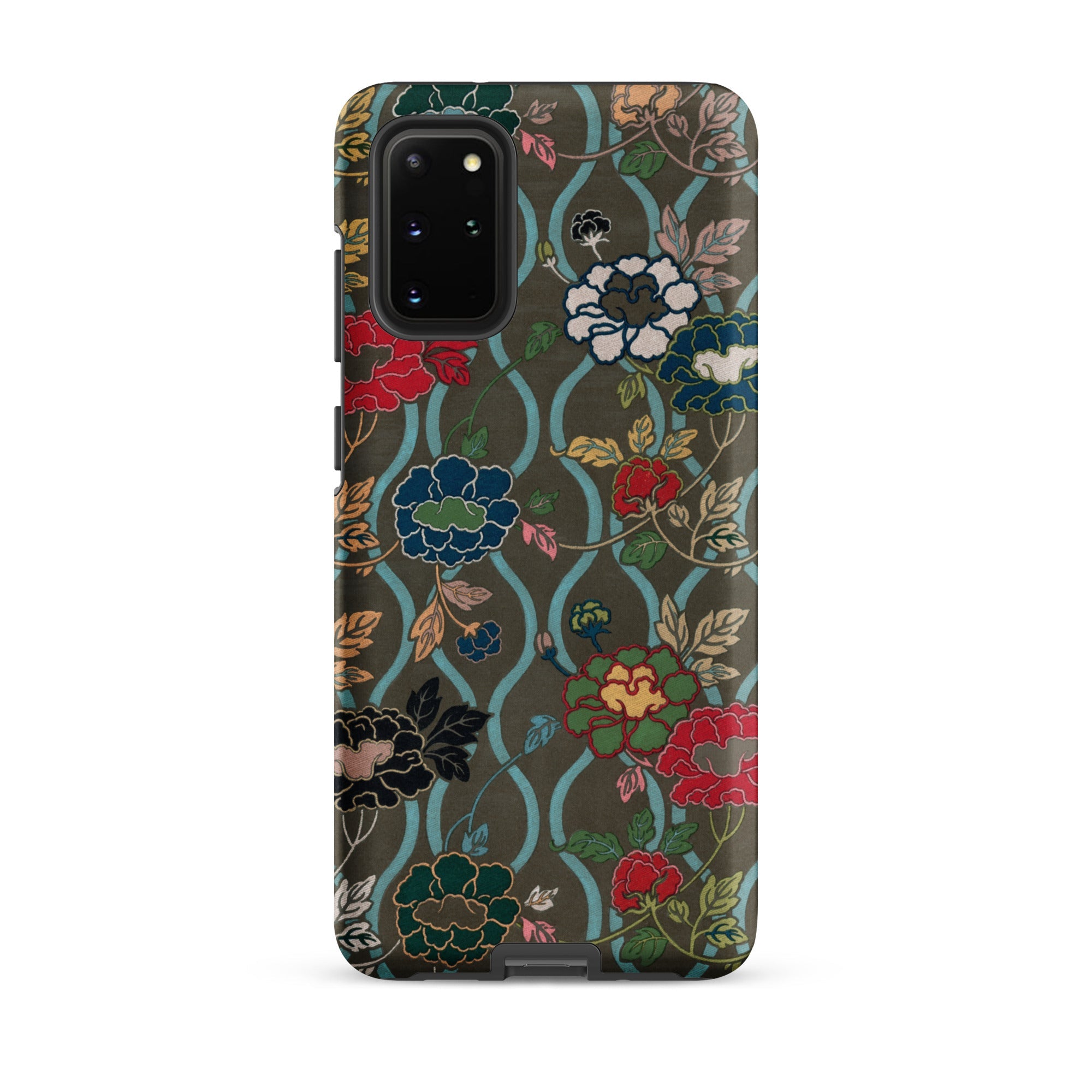 Japanese Flower Fan Pattern G.a. Audsley Samsung Case, Galaxy S20 Plus / Matte, Dark Green Phone Case Colorful Floral Vine Pattern