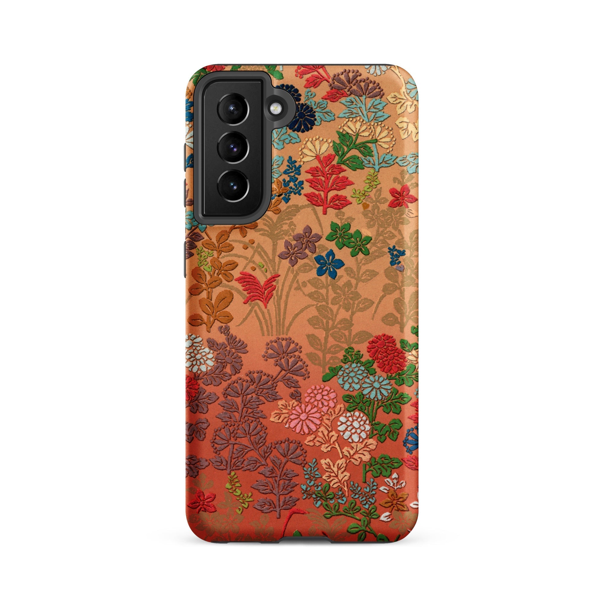 Japanese Flower Fan Pattern G.a. Audsley Samsung Case, Galaxy S21 Fe / Matte, Phone Case Floral Butterfly Pattern Orange Brown Gradient