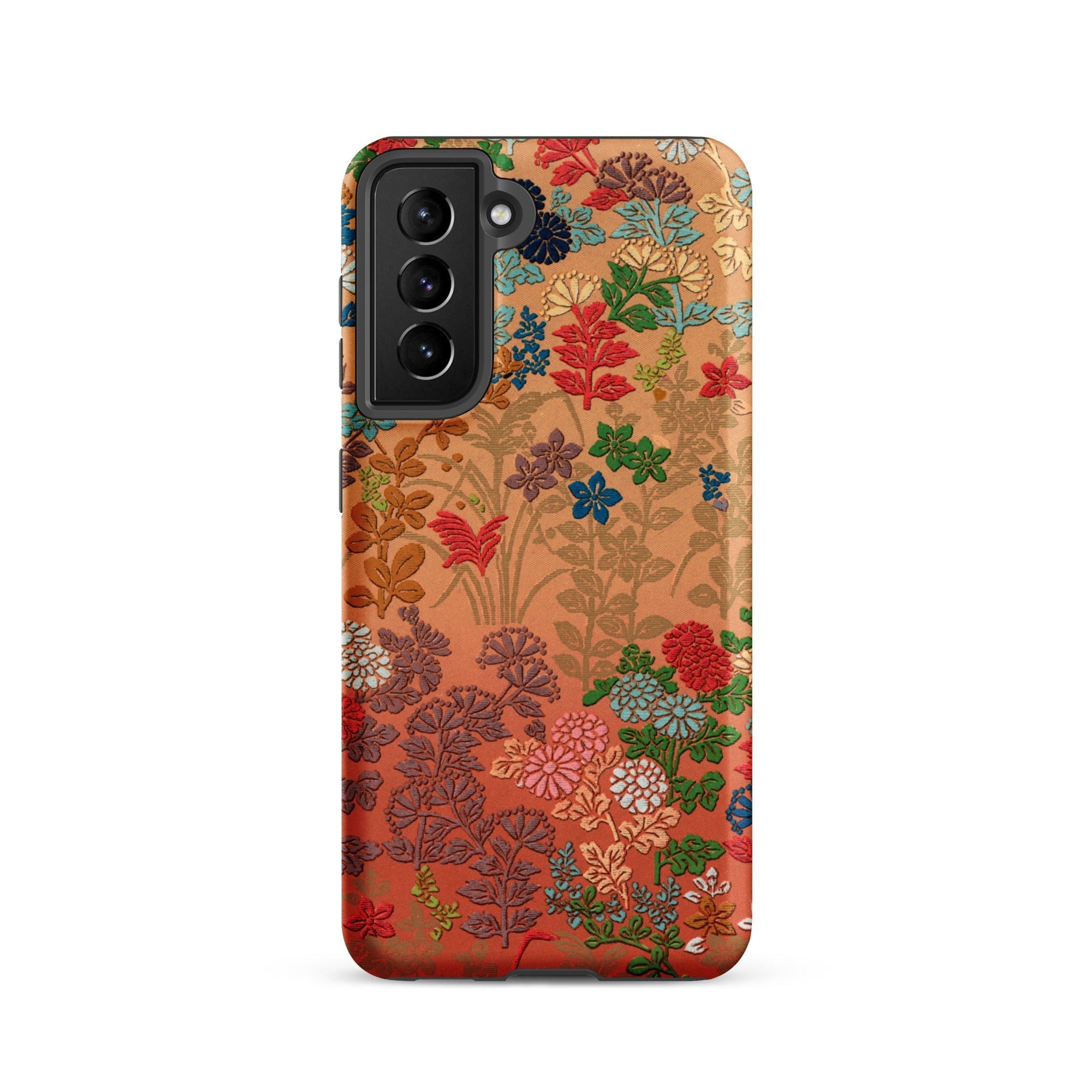 Japanese Flower Fan Pattern G.a. Audsley Samsung Case, Galaxy S21 / Matte, Smartphone Case Colorful Floral Foliage Pattern Orange Brown