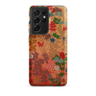 Japanese Flower Fan Pattern G.a. Audsley Samsung Case, Galaxy S21 Ultra / Matte, Smartphone Case Colorful Floral Bird Pattern Orange