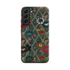 Japanese Flower Fan Pattern G.a. Audsley Samsung Case, Galaxy S22 Plus / Matte, Dark Green Phone Case Colorful Floral Vine Pattern