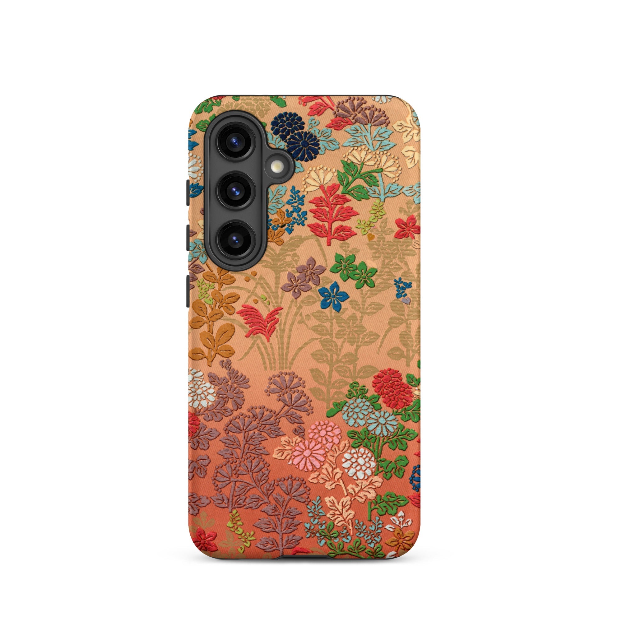 Japanese Flower Fan Pattern G.a. Audsley Samsung Case, Galaxy S24 / Matte, Phone Case Adorned Colorful Floral Foliage Pattern Ombre