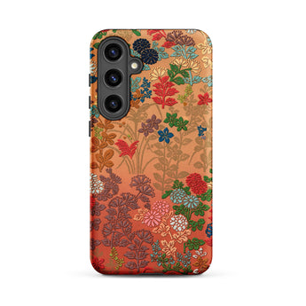 Japanese Flower Fan Pattern - G.a. Audsley Samsung Case, Galaxy S24 Plus / Matte, Smartphone Case Colorful Floral Nature Pattern Orange