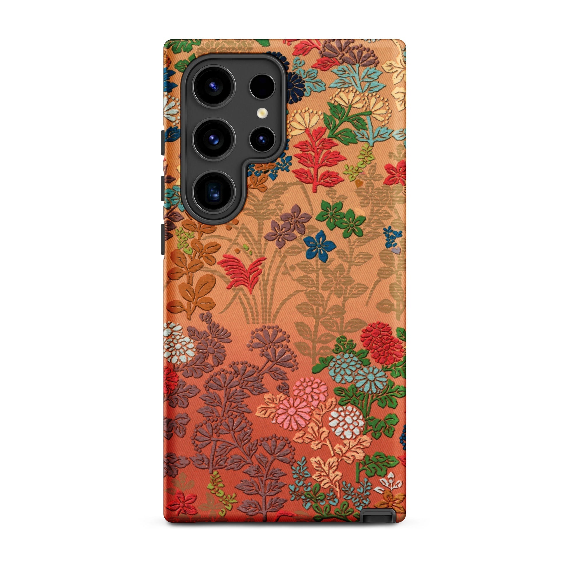 Japanese Flower Fan Pattern G.a. Audsley Samsung Case, Galaxy S24 Ultra / Matte, Smartphone Case Colorful Floral Bird Pattern