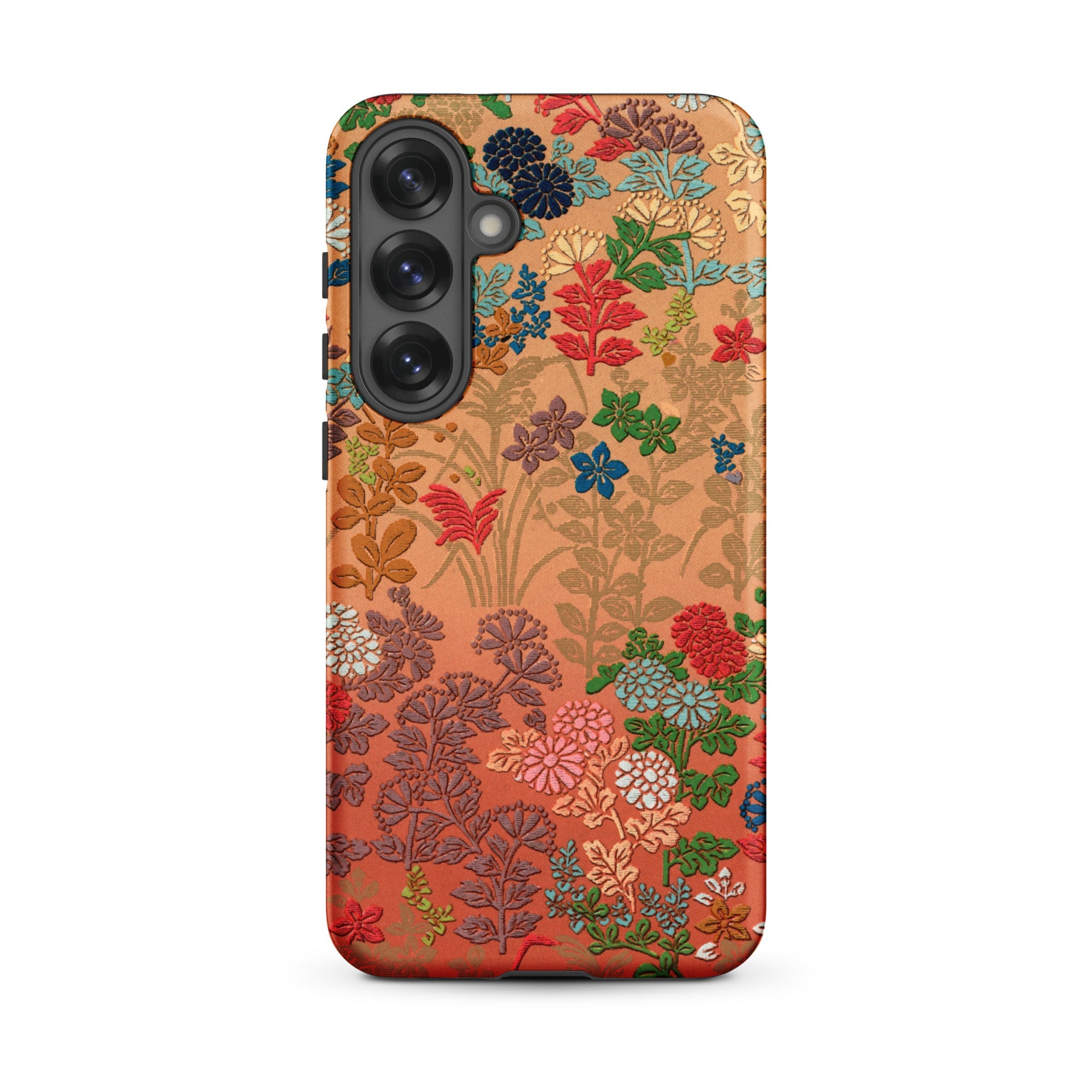 Japanese Flower Fan Pattern G.a. Audsley Samsung Case, Galaxy S25 Plus / Matte, Smartphone Case Colorful Floral Nature Inspired Pattern