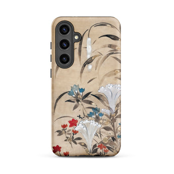 Japanese Flowers - Tawaraya Sōsetsu Phone Case Samsung Galaxy S24 Plus / Matte Beige Phone Case Adorned Delicate Floral Design White Iphone