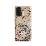 Japanese Flowers - Tawaraya Sosetsu Samsung Case, Galaxy S20 / Matte, Smartphone Case Beige Background Floral Botanical Design Red