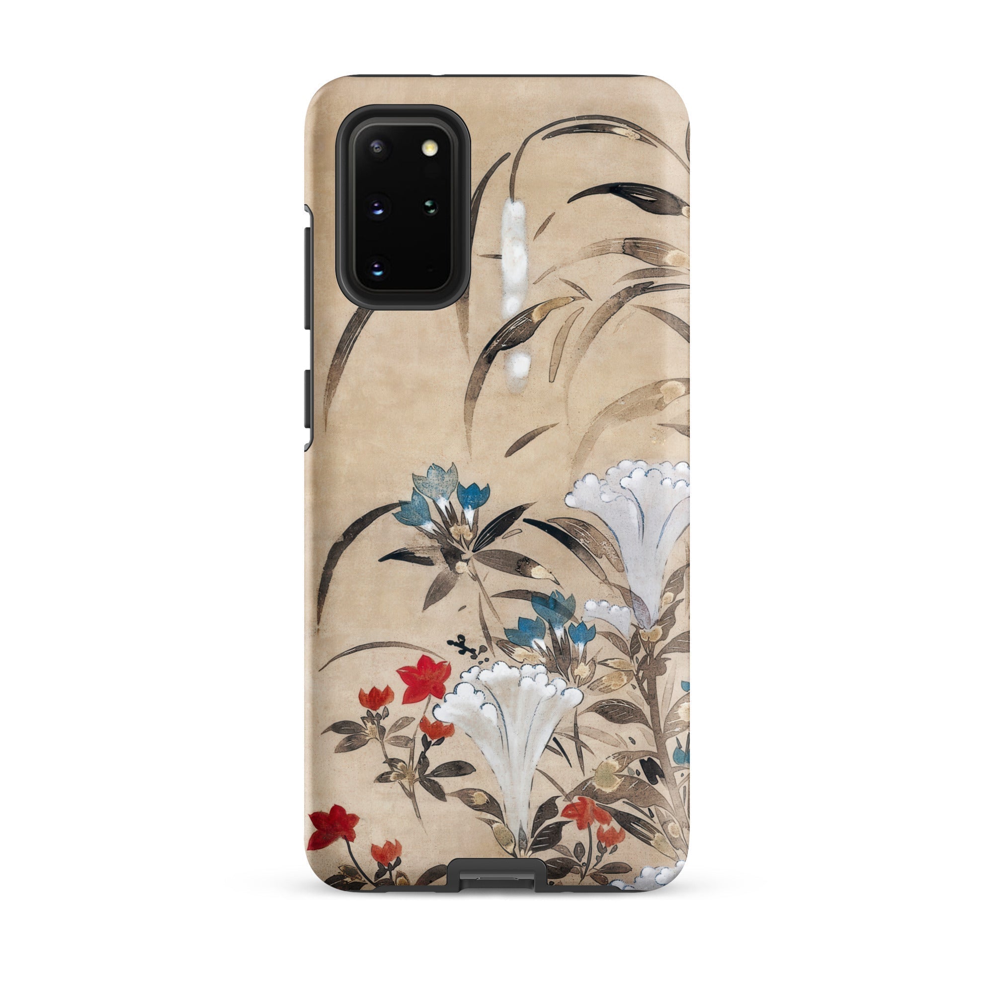 Japanese Flowers Tawaraya Sosetsu Samsung Case, Galaxy S20 Plus / Matte, Smartphone Case Floral Botanical Design Muted Tones