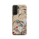Japanese Flowers Tawaraya Sosetsu Samsung Case, Galaxy S21 / Matte, Smartphone Case Floral Botanical Design Beige Background
