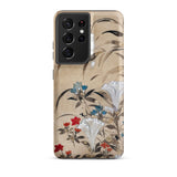 Japanese Flowers - Tawaraya Sosetsu Samsung Case, Galaxy S21 Ultra / Matte, Smartphone Case Beige Background Artistic Floral Foliage Design