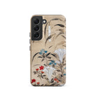 Japanese Flowers Tawaraya Sosetsu Samsung Case, Galaxy S22 / Matte, Smartphone Floral Patterned Case Beige Background