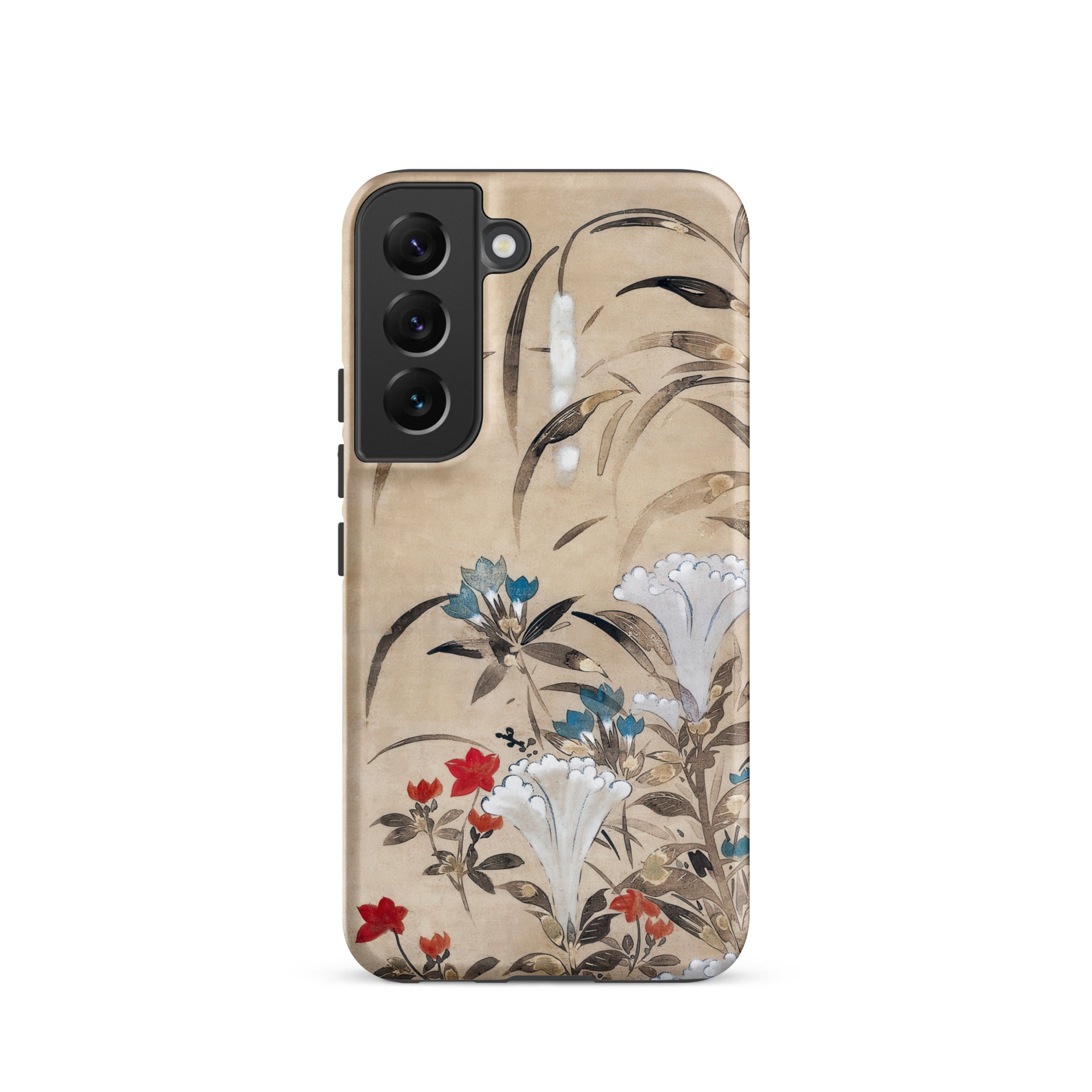 Japanese Flowers Tawaraya Sosetsu Samsung Case, Galaxy S22 / Matte, Smartphone Floral Patterned Case Beige Background