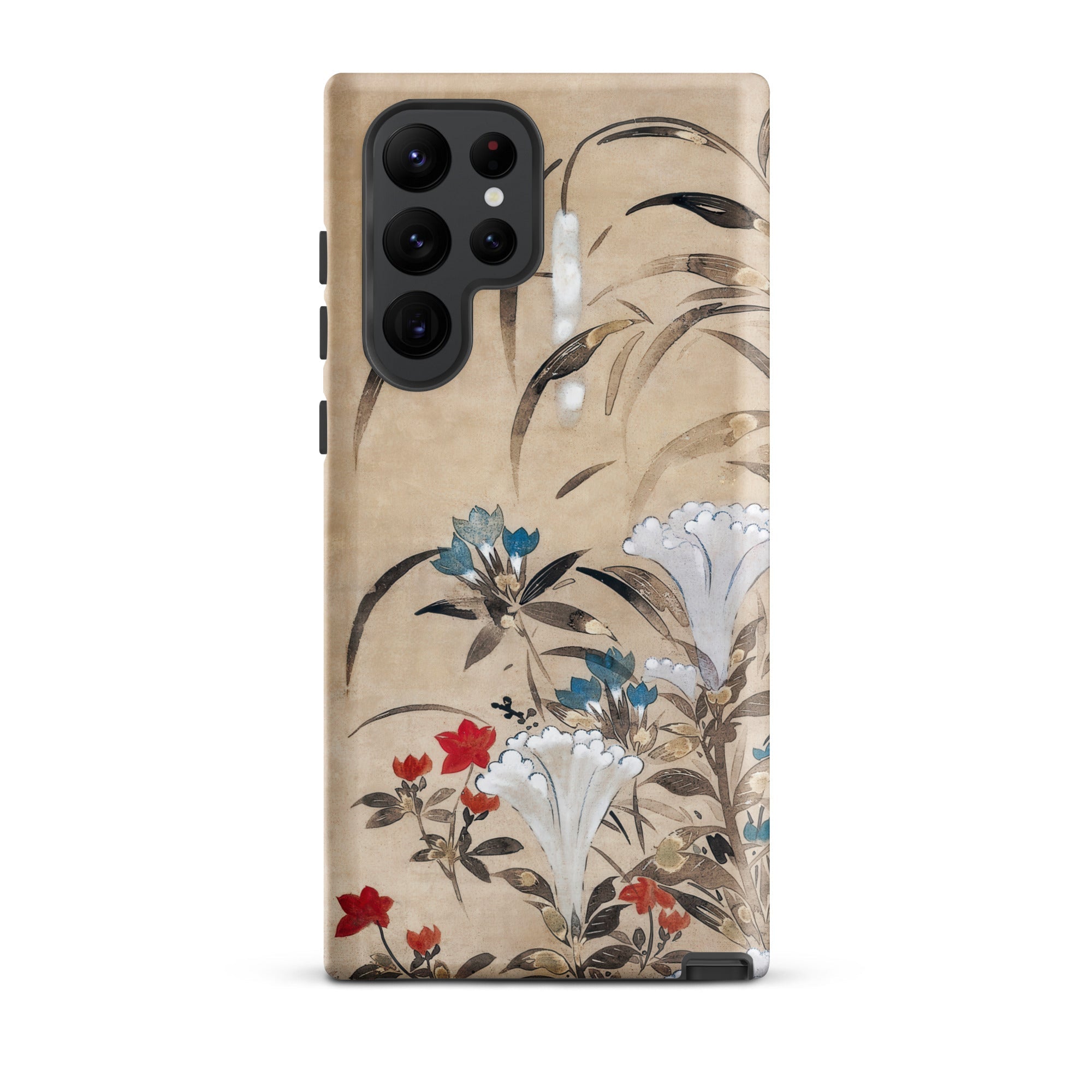 Japanese Flowers Tawaraya Sosetsu Samsung Case, Galaxy S22 Ultra / Matte, Smartphone Case Traditional Japanese Floral Art Design Beige