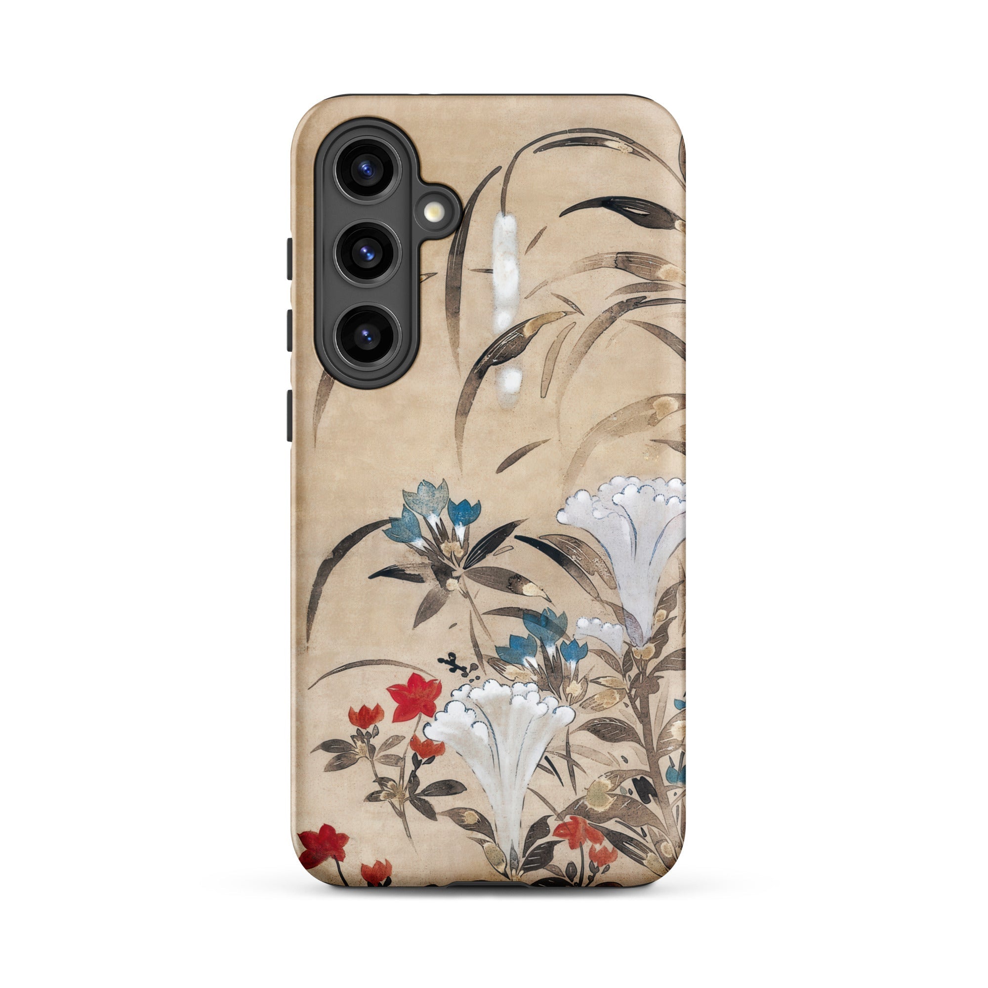 Japanese Flowers Tawaraya Sosetsu Samsung Case, Galaxy S24 Plus / Matte, Beige Phone Case Floral Design