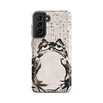 Japanese Frog - Getsuju Phone Case Samsung Galaxy S21 Fe / Matte Black White Ink-style Frog Illustration Phone Case Traditional Iphone