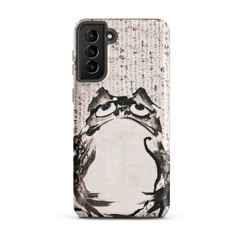 Japanese Frog - Getsuju Phone Case Samsung Galaxy S21 Plus / Matte Black White Ink-style Phone Case Cartoonish Frog Wide Iphone Case,