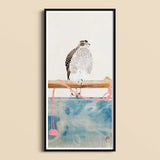 Framed Artwork Detailed Watercolor-style Falcon Intricate Feather Patterns Tosa Mitsuoki, Exquisite Woodblock Print, 19th-century Japanese