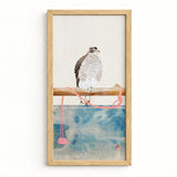 Framed Artwork Detailed Illustration Hawk Black White Speckled Tosa Mitsuoki, Exquisite Woodblock Print, 19th-century Japanese Artistry