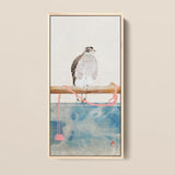Framed Artwork Detailed Speckled Bird Perched Wooden Branch Tosa Mitsuoki, Exquisite Woodblock Print, 19th-century Japanese Artistry