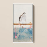 Framed Artwork Detailed Watercolor-style Hawk Black White Speckled Tosa Mitsuoki, Exquisite Woodblock Print, 19th-century Japanese Artistry