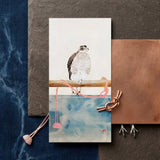 Japanese Hawk - Tosa Mitsuoki Edo Period Bird Art Print / Canvas Delicate Watercolor Painting Hawk Perched Branch Rendered Soft Tosa