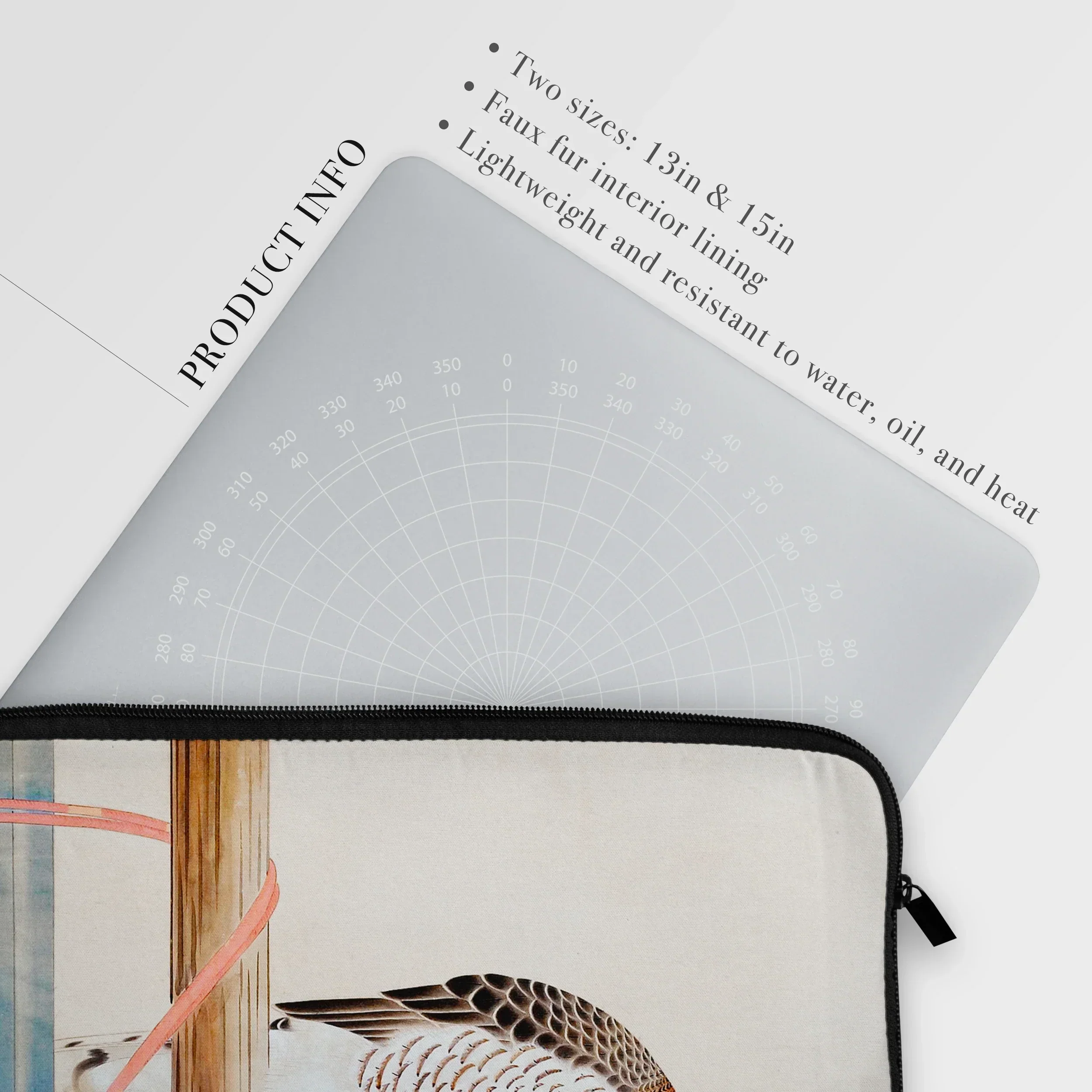 Japanese Hawk - Tosa Mitsuoki Laptop Sleeve, Laptop Sleeve Case Partial View Bird Illustration Visible