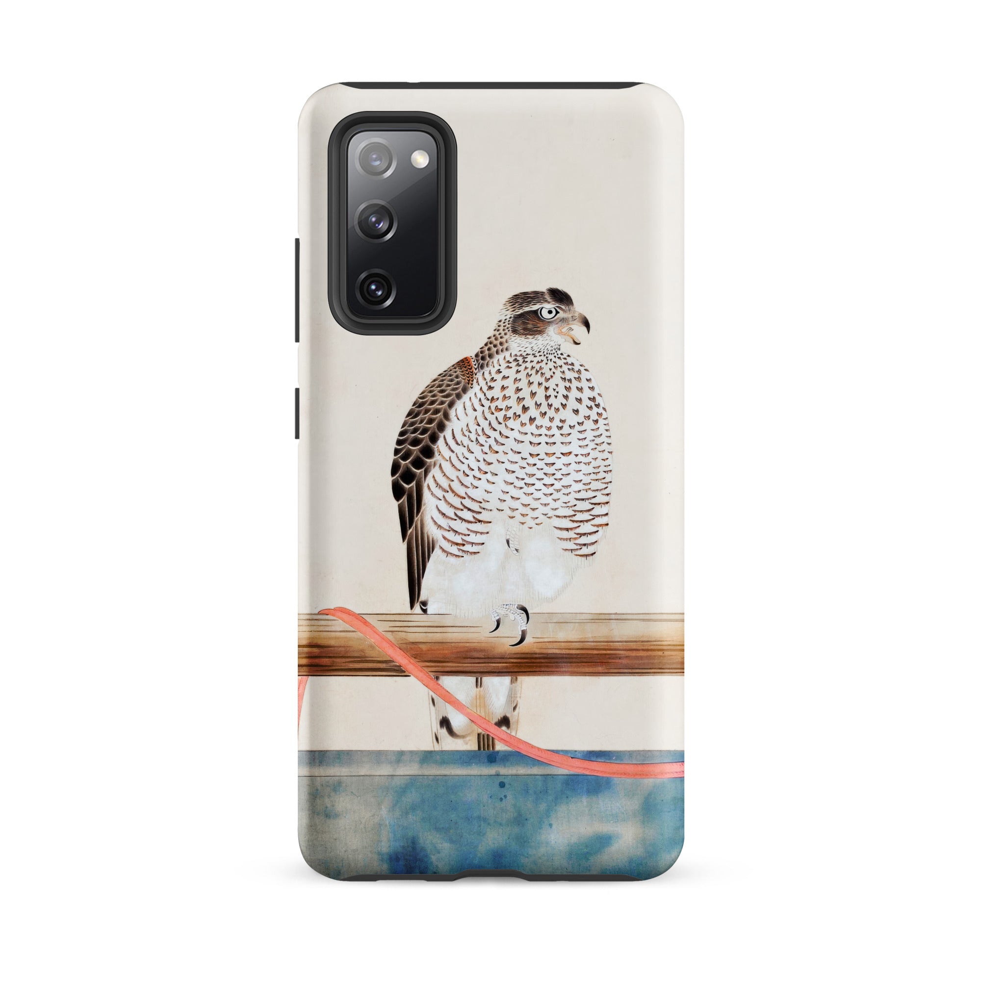 Japanese Hawk Tosa Mitsuoki Samsung Case, Galaxy S20 Fe / Matte, White Phone Case Design Bird Prey Perched Wooden