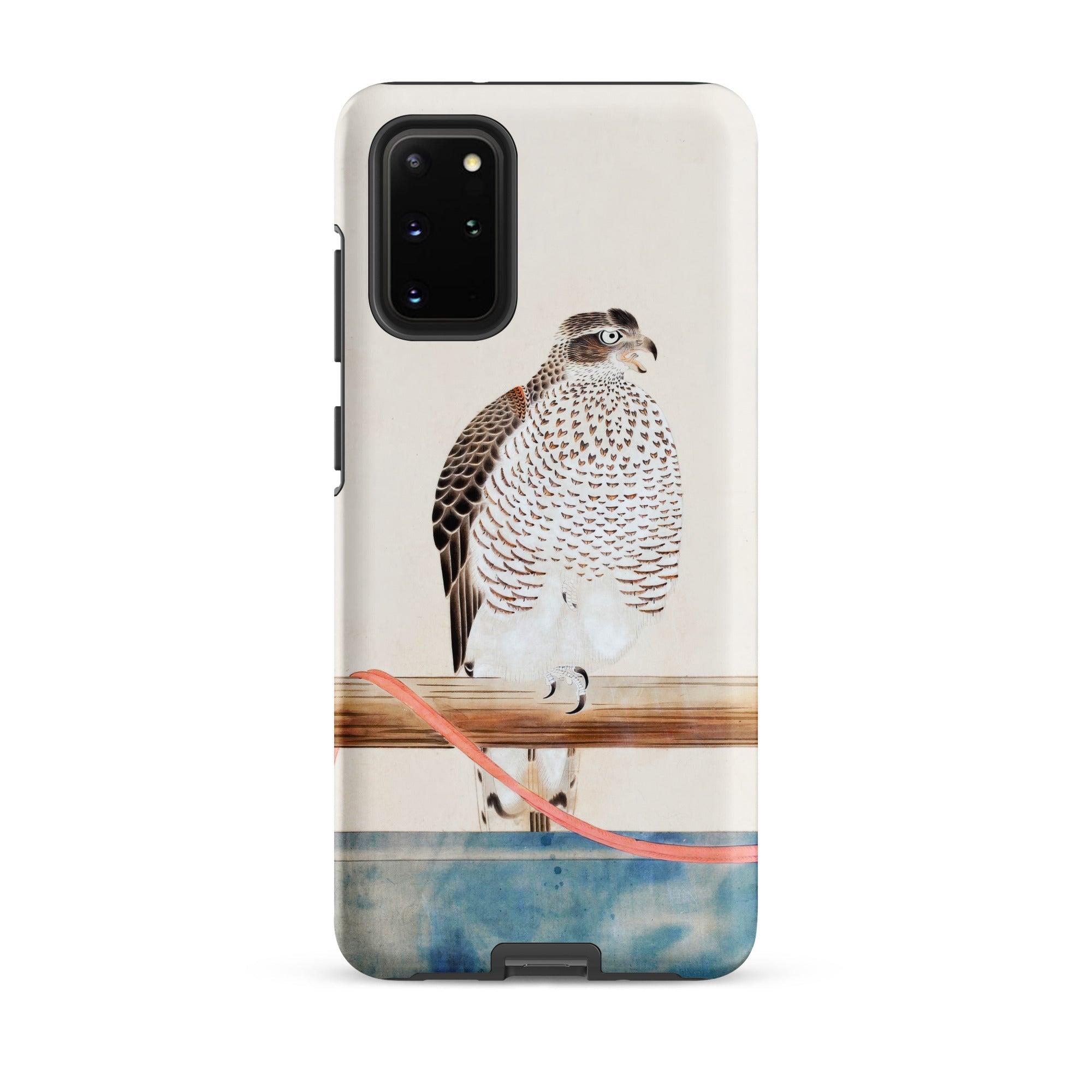 Japanese Hawk Tosa Mitsuoki Samsung Case, Galaxy S20 Plus / Matte, Phone Case Detailed Illustration Falcon Perched Wooden Bar