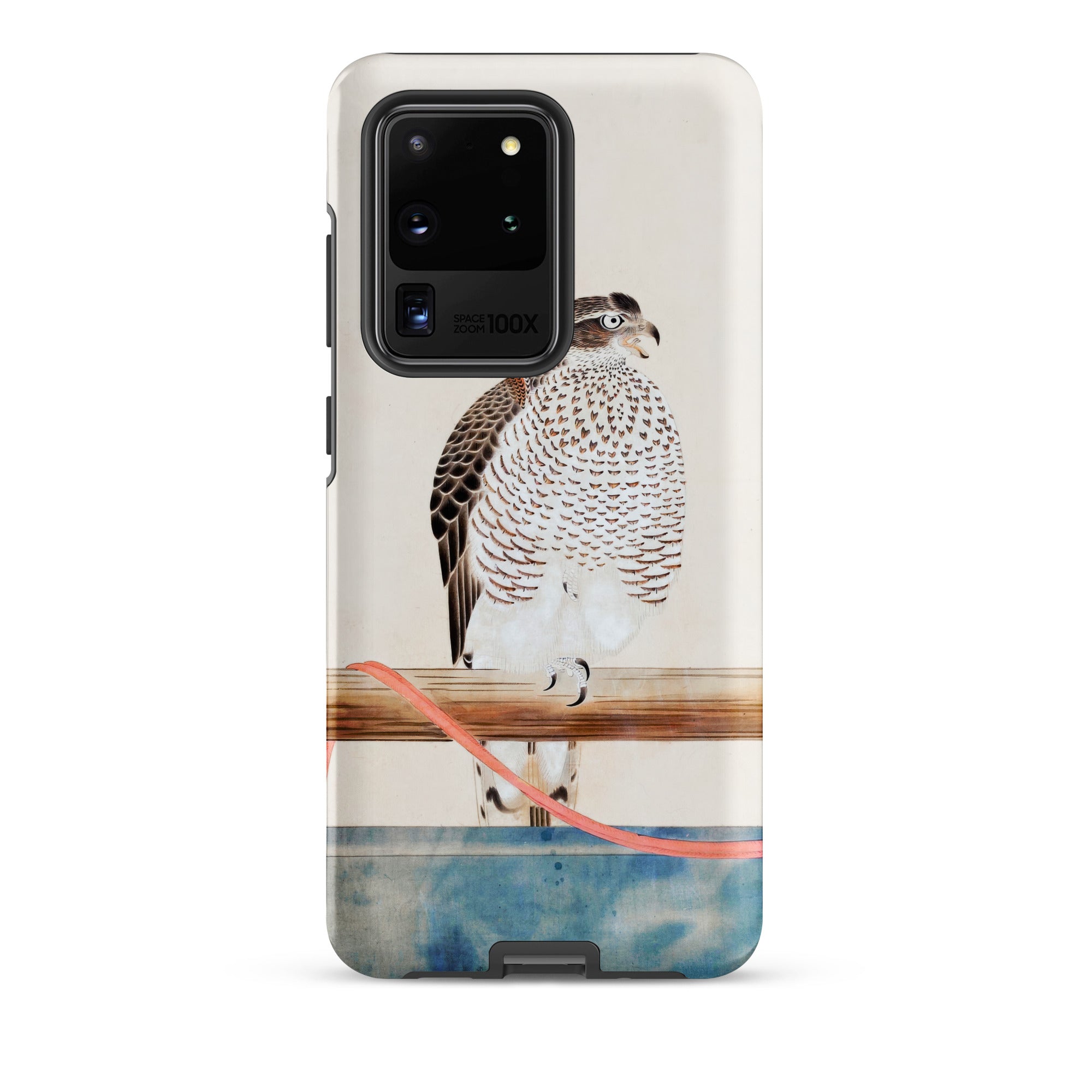 Japanese Hawk Tosa Mitsuoki Samsung Case, Galaxy S20 Ultra / Matte, Phone Case Detailed Illustration Hawk Perched Wooden Bar