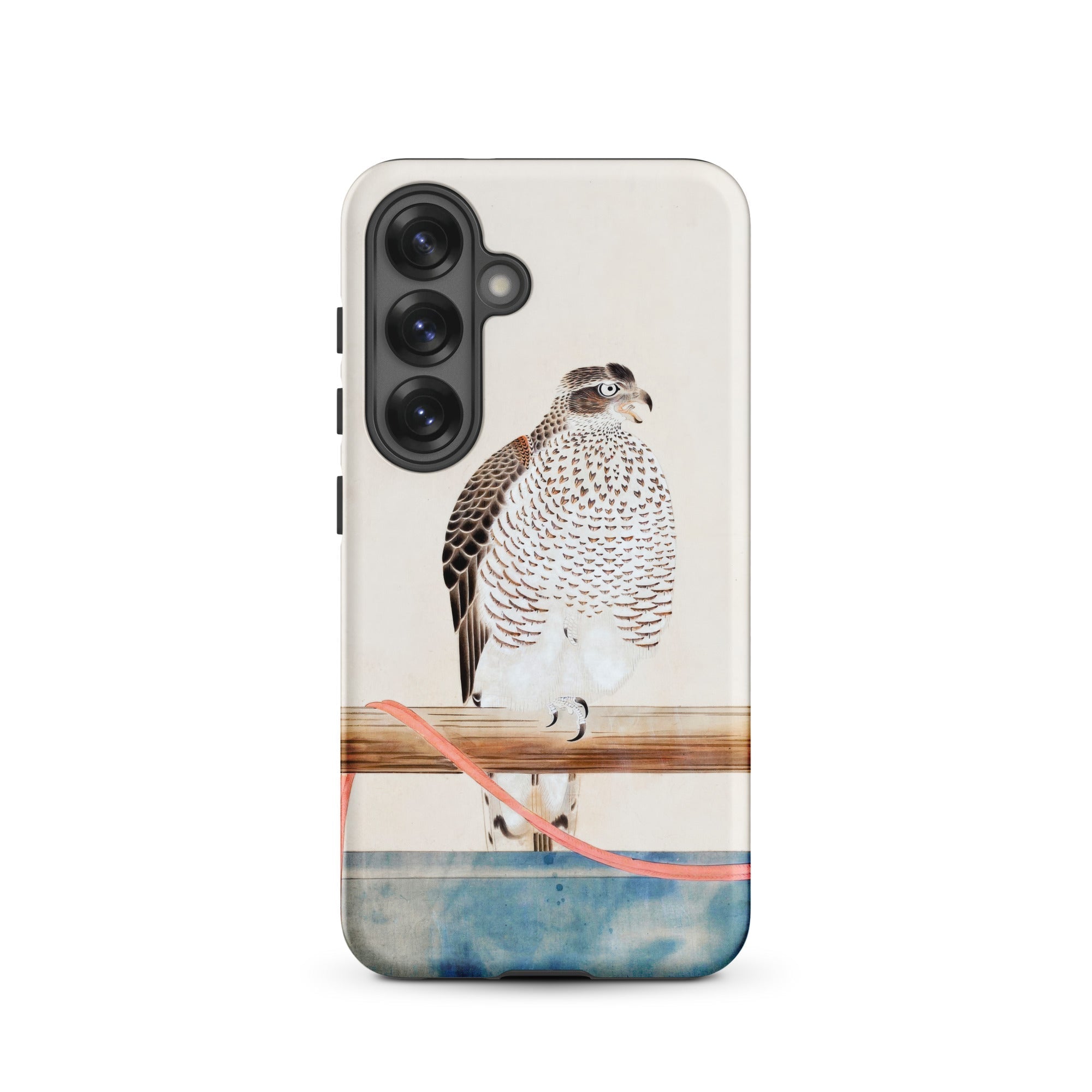 Japanese Hawk Tosa Mitsuoki Samsung Case, Galaxy S25 / Matte, Smartphone Case White Brown Bird Illustration
