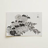 Black White Ink Illustration Hydrangeas Rectangular Card Japanese Hydrangea, Tachibana Yasukuni’s, Yasukuni Art, Print, Sumi