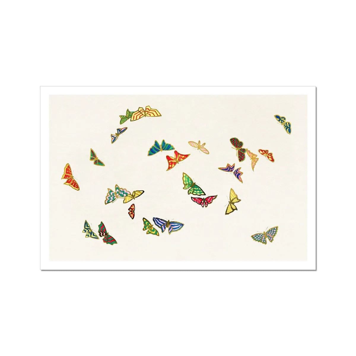 Japanese Rainbow Butterflies By Kamisaka Sekka Fine Art Print - 24’x16’ - Posters Prints & Visual Artwork