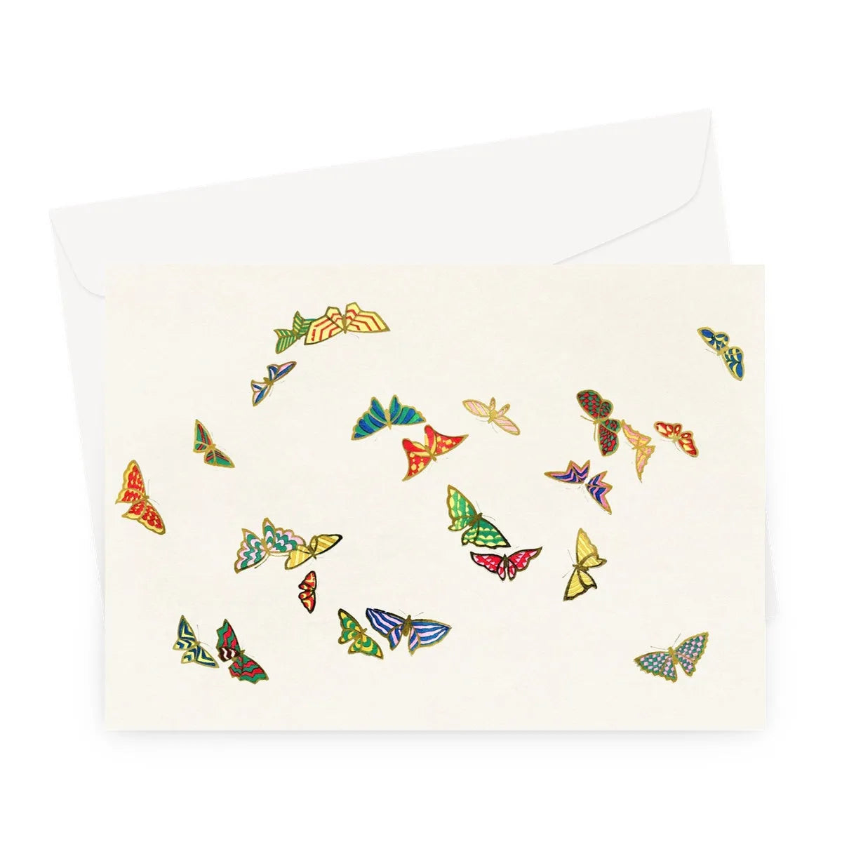 Japanese Rainbow Butterflies By Kamisaka Sekka Greeting Card - A5 Landscape / 1 Card - Greeting & Note Cards