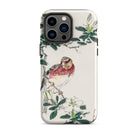 Japanese Rosefinch Numata Kashu Iphone Case, 14 Pro Max / Matte, Bird Floral Design Phone Case