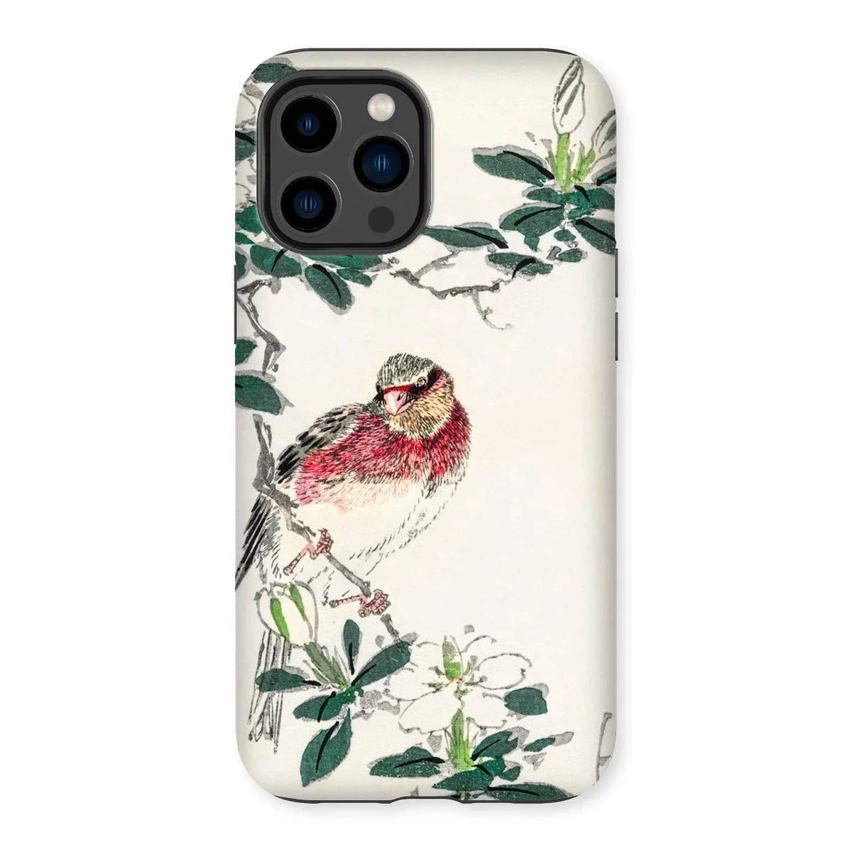 Japanese Rosefinch - Numata Kashu Iphone Case, 14 Pro Max / Matte, Iphone Case Delicate Illustration Red-breasted Bird Perched Among