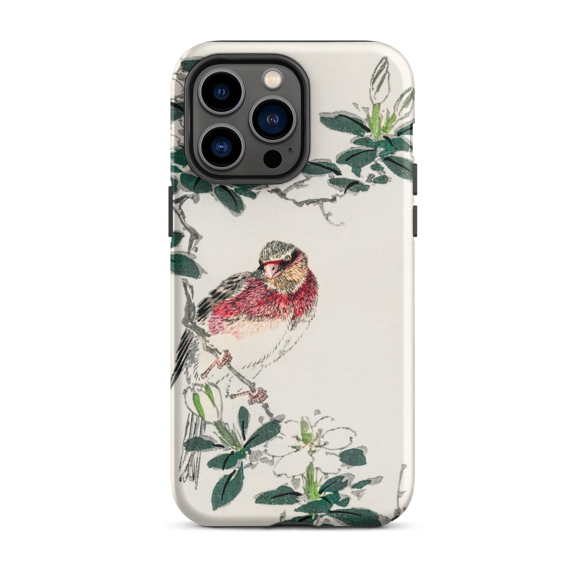 Japanese Rosefinch - Numata Kashu Iphone Case, 14 Pro Max / Tough Phone, Bird Floral Design Phone Case