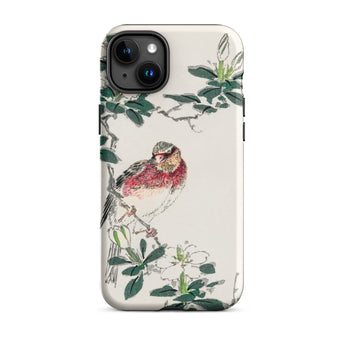Japanese Rosefinch - Numata Kashu Iphone Case, 15 Plus / Matte, Phone Case Bird Floral Design